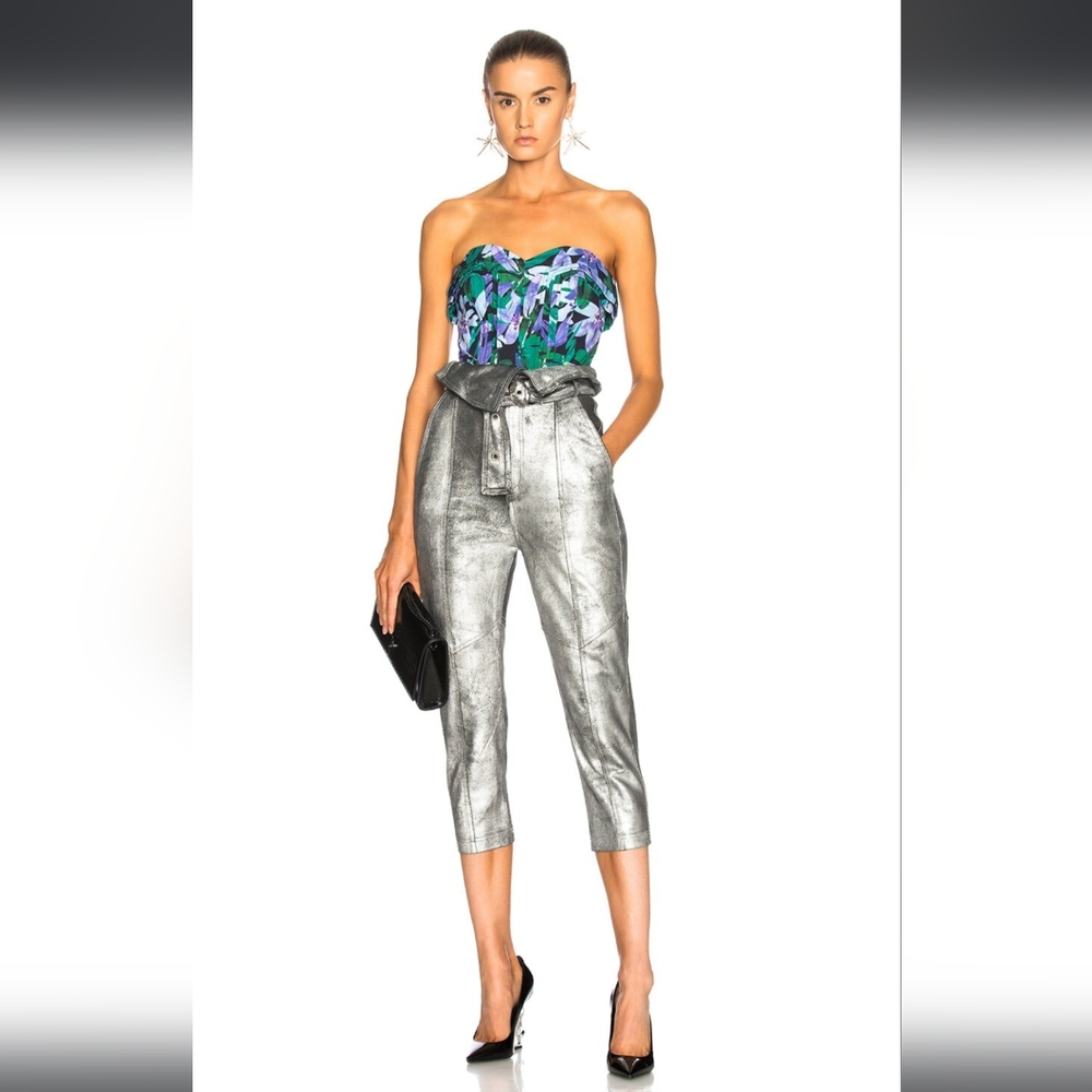 NWT MARISSA WEBB "Anniston" Resort 2018 SILVER LEATHER pants Size 2